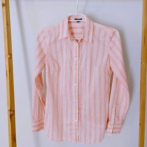 Ann Taylor PINK blush stripped Button down shirt Long Sleeve Shirt Size 0 Collar